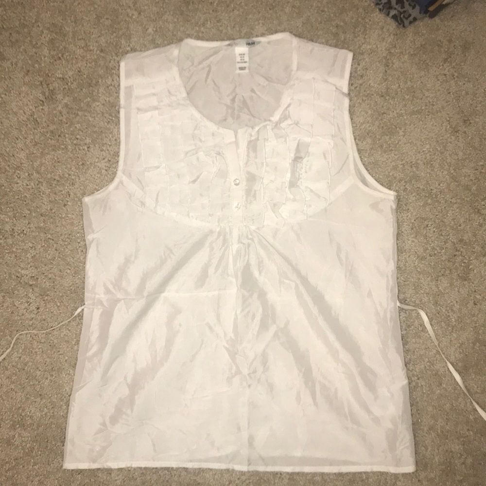 Ruffle front tie waist blouse